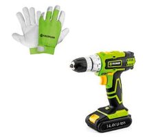 Fieldmann FDV 10301 + FZO 5010 / Aku vŕtačka + rukavice / Li- ION / 14.4 V / 1500 mAh / 2 rýchlosti / 30 Nm
