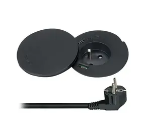 Solight PP119CWB 1z + USB A + C 3.4A + Wireless 10W vstavaná zásuvka čierna / otočné viečko / kábel 2m