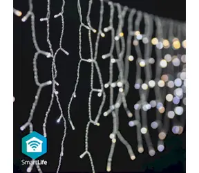 Nedis Vianočné Osvetlenie SmartLife / Rampouch / Wi-Fi / Teplé až chladné biele / 400 LED's / 8.00 m / Android & iOS