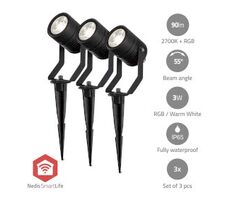 Nedis Vonkajšie svetlo Smartlife / 3 x 90 lm / Zigbee 3.0 / 3 x 3 W / RGB / 2700 K / Hliník / Android & iOS