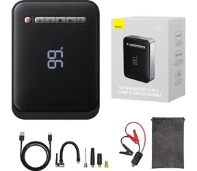 Baseus Super Energy Car Jump Starter Powerbanka + štartér + kompresor čierna / 8000mAh / 1000A / USB 