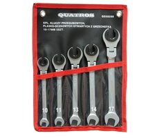 QUATROS Očkoploché kĺbové kľúče s račňou na prevlečné matice 10 - 17 mm 5 ks 