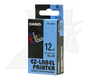 Casio originálna páska do tlačiarne štítkov Casio XR-12BU1 / čierna tlač / modrý podklad / nelaminovaná / 8m / 12mm