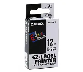 CASIO originálna páska do tlačiarne štítkov CASIO XR-12WE1 / čierna tlač / biely podklad / nelaminovaná / 8m / 12mm