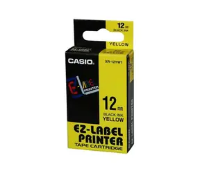 CASIO originálna páska do tlačiarne štítkov CASIO XR-12YW1 / čierna tlač / žltý podklad / nelaminovaná / 8m / 12mm