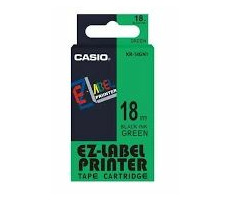 Casio originálna páska do tlačiarne štítkov Casio XR-18GN1 / čierna tlač / zelený podklad / nelaminovaná / 8m / 18mm