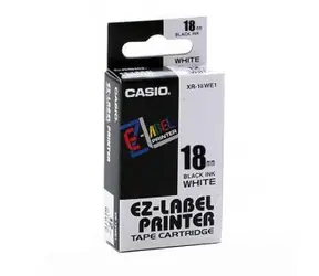 CASIO originálna páska do tlačiarne štítkov CASIO XR-18WE1 / čierna tlač / biely podklad / nelaminovaná / 8m / 18mm