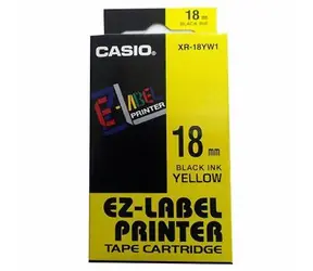 CASIO originálna páska do tlačiarne štítkov CASIO XR-18YW1 / čierna tlač / žltý podklad / nelaminovaná / 8m / 18mm
