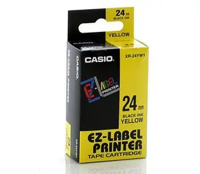 Casio originálna páska do tlačiarne štítkov Casio XR-24YW1 / čierna tlač / žltý podklad / nelaminovaná / 8m / 24mm