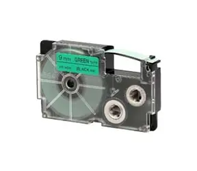 CASIO originálna páska do tlačiarne štítkov CASIO XR-9GN1 / čierna tlač / zelený podklad / nelaminovaná / 8m / 9mm