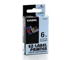 CASIO Páska do tlačiarne štítkov CASIO XR-6X1 / čierna tlač / priehľadný podklad / 6mm