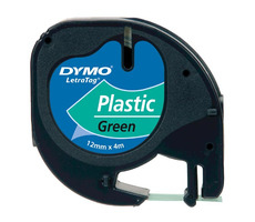 Dymo originálna páska do tlačiarne štítkov 12mm x 4M (zelený podklad) / čierna tlač / LetraTag plastová páska