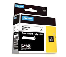 Dymo originálna páska do tlačiarne štítkov 9mm x 5.5m / čierna tlač / biely podklad / RHINO permanentná polyesterová D1