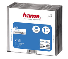 Hama CD BOX SLIM náhradný obal 10ks transparentný-čierna