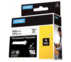 Dymo originálna páska do tlačiarne štítkov 6mm x 5.5m / čierna tlač / biely podklad / RHINO permanentná polyesterová / D1