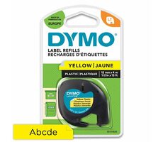 Dymo originálna páska do tlačiarne štítkov 12mm x / čierna tlač / žltý podklad / LetraTag plastová páska