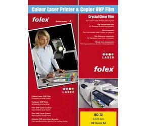 folex BG-72 číra A4 / Číra fólia o sile 125 mic / laser / balenie 50 ks
