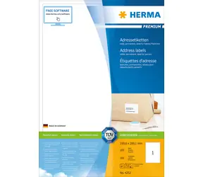 Herma Premium adresové štítky A4 / 199.6 x 289.1 mm / 100 listov