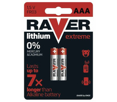 Batéria AAA Raver, 1,5V Lithium, vydrží až 7x dlhšie ako alkalické batérie, 2 ks