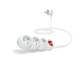 CONNECT IT predlžovací kábel 230V 3 zásuvky 1.5 ms vypínačom biela