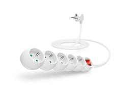 Connect IT predlžovací kábel 230V 5 zásuviek 3 ms vypínačom biela