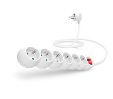 Connect IT predlžovací kábel 230V 6 zásuviek 5 ms vypínačom biela