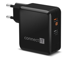 CONNECT IT QUICK CHARGE 3.0 nabíjací adaptér 2x USB čierna / 3.4A / QC 3.0