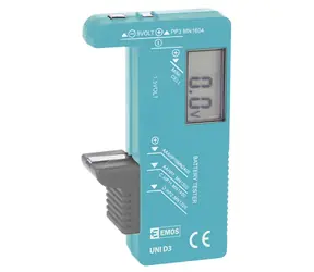 EMOS LCD tester batérií UNI D3 / AA / AAA / C / D / 9V a gombíkové / LCD displej