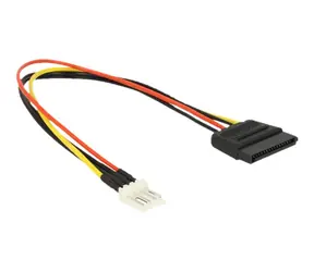 DeLock napájací kábel SATA 15 pin samec > 4 pin floppy samec / 24 cm