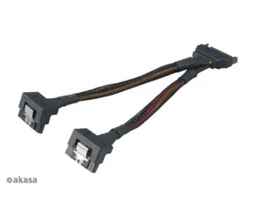 Akasa SATA napájacia rozdvojka 15pin SATA(M) na 2xSATA(F) 15 cm