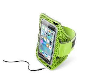 CellularLine Športové neoprénové puzdro ARMBAND RUNNING / pre smartfóny do veľkosti 5.2" / limetková