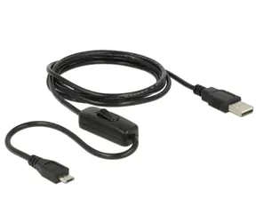 DeLock nabíjací kábel USB 2.0 Type-A samec > USB 2.0 Micro-B samec s vypínačom pre Raspberry Pi 1.5 m