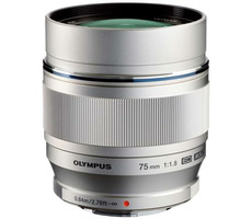 Olympus M. ZUIKO Premium ET-M7518 strieborná / 75mm / 1:1:8 (ekv. 150mm) pevný teleobjektív / celokovový 