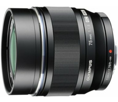 Olympus M. ZUIKO PREMIUM ET-M7518 čierna / 75mm / 1:1:8 (ekv. 150mm) pevný teleobjektív / celokovový