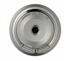 Olympus BCL-1580 strieborná / 15mm / 1:8.0 (ekv. 30mm) pevný ultra tenký objektív veľkosti krytky