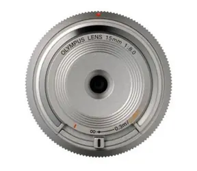 Olympus BCL-1580 strieborná / 15mm / 1:8.0 (ekv. 30mm) pevný ultra tenký objektív veľkosti krytky
