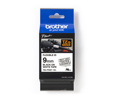Brother TZE-FX221 biela/čierna 9 mm s flexibilnou páskou
