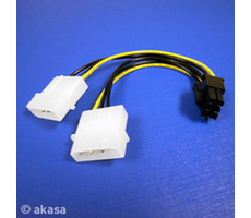 AKASA kábel redukcia napájania 2x4pin Molex na 1xPCIexpress