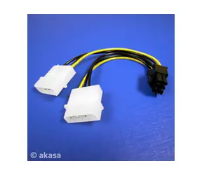 AKASA kábel redukcia napájania 2x4pin Molex na 1xPCIexpress