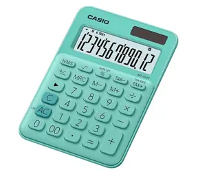 CASIO MS 20 UC GN tyrkysová / Kalkulačka / dvanásťmiestna / duálne napájanie