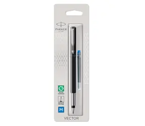 PARKER Vector Standard Black hrot M / plniace pero / farba náplne: modrá