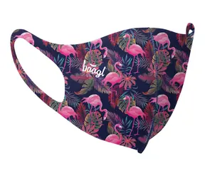 BAAGL Antibakterialná rúška pre dospelých Flamingo / 17.5x12.5 cm / ióny striebra