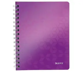 Leitz Wow A5 Blok linajkový drôtená väzba s PP doskami purpurová / dopredaj