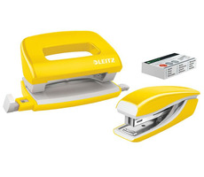 Leitz Wow Set mini zošívačky a dierovačky žltá / zošívanie: až 10 listov
