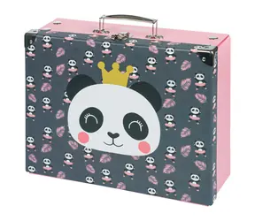 BAAGL Skladací školský kufrík Panda s kovaním / 32.5 x 10.5 x 26 cm