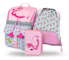 BAAGL SET 3 - Školský set Zippy Plameniak / aktovka / peračník / vrecko