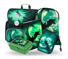 BAAGL SET 5 - Školský set Ergo Drak / aktovka / peračník / vrecko / dosky / box