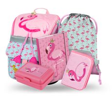 BAAGL SET 5 - Školský set Zippy Plameniak / aktovka / peračník / vrecko / dosky / box