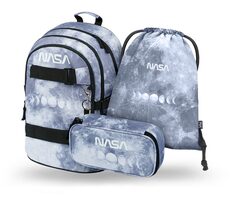 BAAGL SET 3 - Školský set Skate NASA Grey / batoh / peračník / sáčok