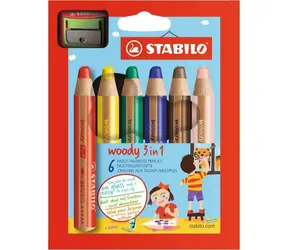 STABILO® Sada 6 pasteliek 3v1 s strúhadlom